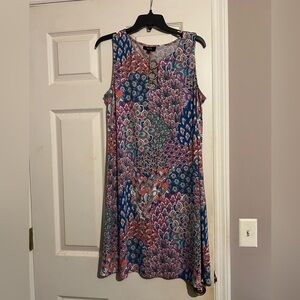 MSK size Large sleeveless vivid multicolor pattern dress